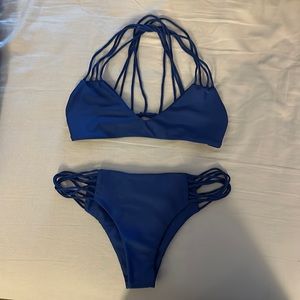 Mikoh swimwear XS Banyans top and Lanai bottom in navy blue